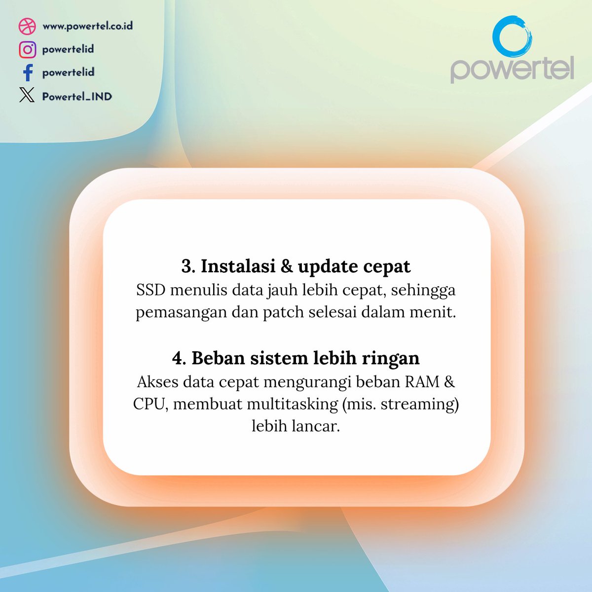 Powertel_IND's tweet image. Mau Game Bebas Lag? Ini 5 Alasan Pilih SSD!

#Gaming #SSD #Teknologi #Performance #LoadingCepat #PCGaming #Hardware #GameLovers #SSDgaming #LoadingCepat #PCUpgrade #PowertelId