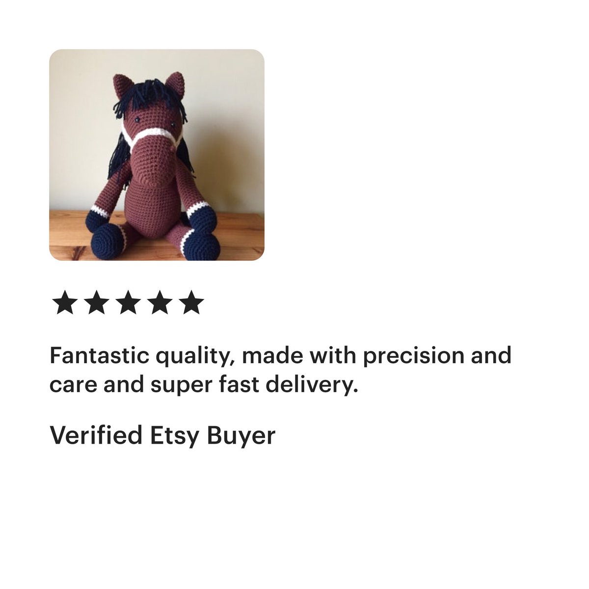 This super review was received last night 😊  I have one these horses still available if you would like him.

bitzas.etsy.com/listing/747236…

#MHHSBD #firsttmaster #earlybiz