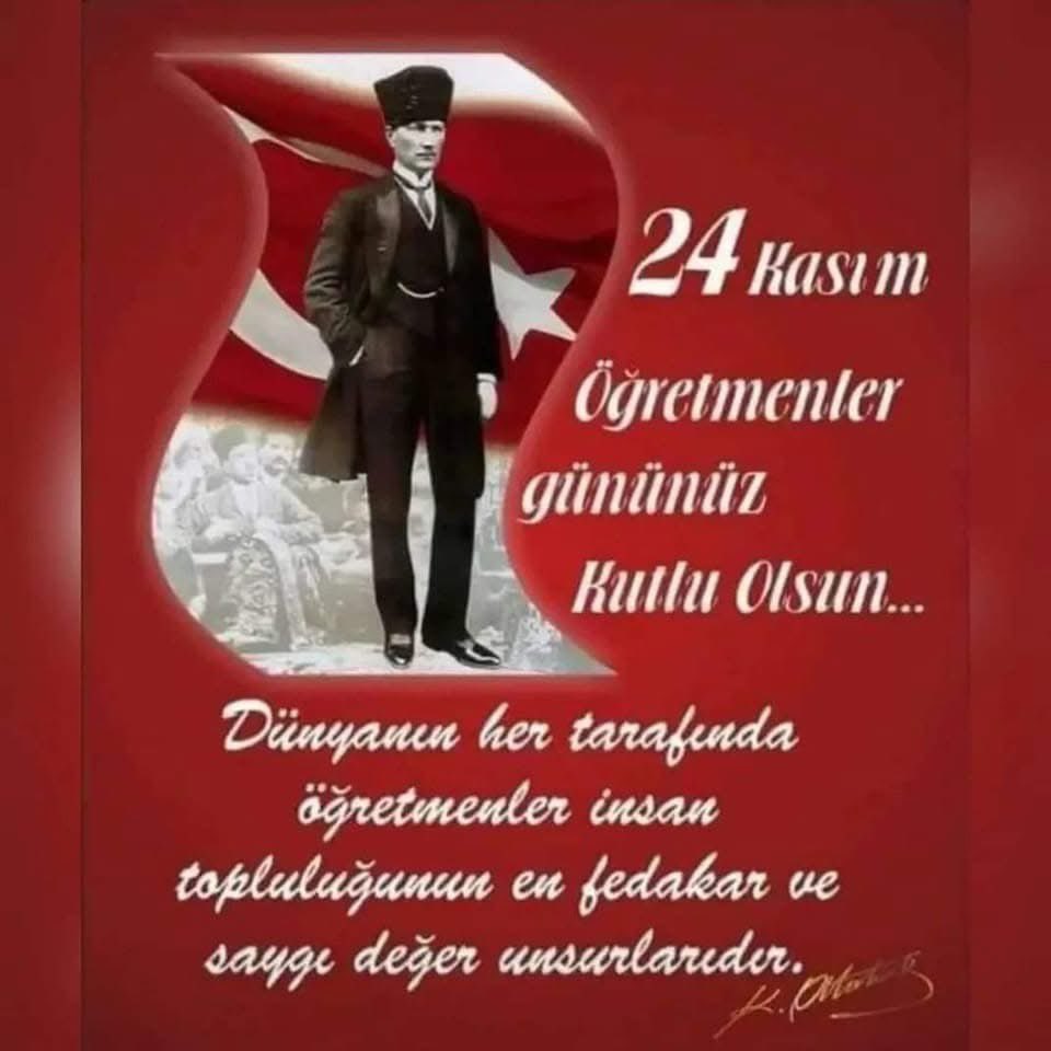 Başta başöğretmenimiz, Ulu Önderimiz Gazi Mustafa Kemal Atatürk olmak üzere, öğrencilerine doğruluğu, dürüstlüğü ve gerçek Vatan sevgisini aşılayan tüm değerli öğretmenlerimizin Öğretmenler Günü kutlu olsun🙏🏻♥️🌷📝📚🧿🇹🇷

#24KasımÖğretmenlerGünü