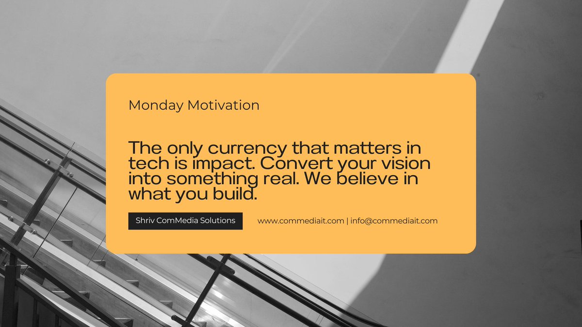 shrivcommedia's tweet image. We are more than consultants; we are partners. Our expertise turns your visions into viable, market-ready products. Ready to maximize your impact? Contact Shriv ComMedia Solutions.
#TechConsulting #ImpactFirst #Visionaries #MindsetMatters #TechMindset #MondayVibes #Software