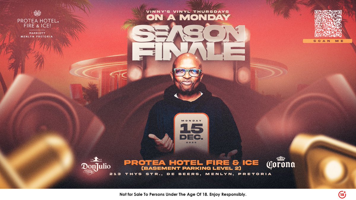 VinnyDaVinci's tweet image. #VinnysVinylThursdays

SEASON FINALE on a MONDAY ((15 December 2025)) at @FireandIceME Pretoria 

The YEAR END PARTY that matters!!!

Tickets available here👇

quicket.co.za/events/331447-…