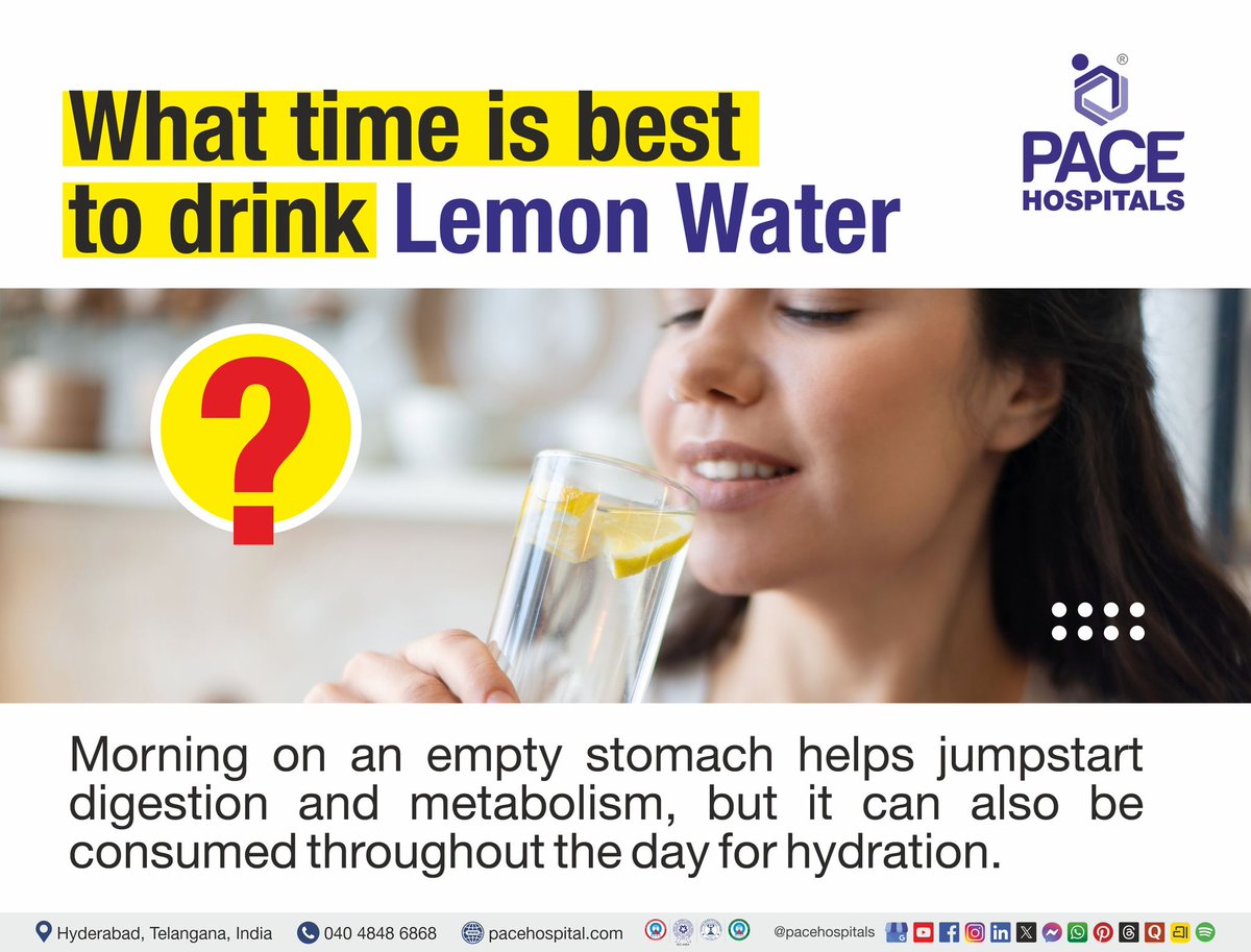 PACEHospitals's tweet image. 🍋💧 What’s the Best Time to Drink Lemon Water?
Want to get the maximum benefits from your daily lemon water? 

👉 Lemon Water Health Benefits: bit.ly/4qJGQPJ

#LemonWater #HealthyHydration #DetoxWater #MorningRoutine #HealthTips #pacehospitals