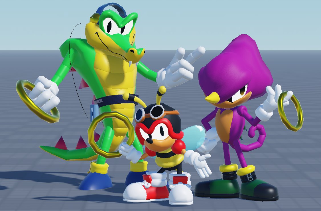 moshuembrique's tweet image. Official Charmy model for OUTCOME MEMORIES
(Including model edit for Vector by @nullvix &amp;amp; Espio by @OblivionDZz)
#glaghorsesimulator50billion #outcomememories