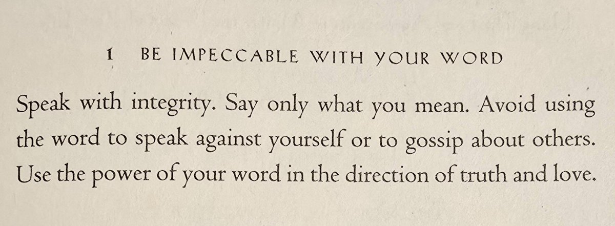 Kafkainmadras's tweet image. 🔹️Speak with Integrity.
🔹️Say only what you mean.
🔹️Avoid using the word to speak against yourself or to gossip about others.
🔹️Use the power of your word in the direction of truth and love.

From the book &apos;The Four Agreements&apos;