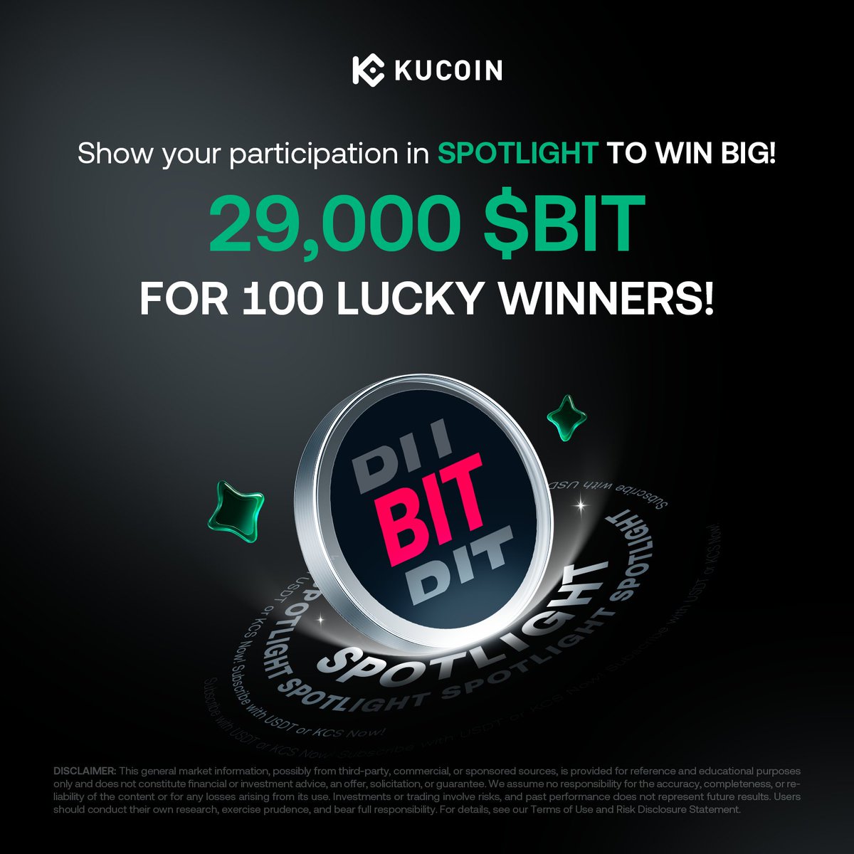 kucoincom's tweet image. 🚨 Giveaway: 29,000 $BIT. Join the Spotlight &amp;amp; win extra rewards! 

Steps: 
1.) Follow @kucoincom 
2.) Like + RT 
3.) Tag 3 friends 
4.) Share subscription screenshot 
5.) Fill in form: gleam.io/competitions/Z…

72 hours. 100 winners. 

#KuCoinSpotlight #Bitdealer