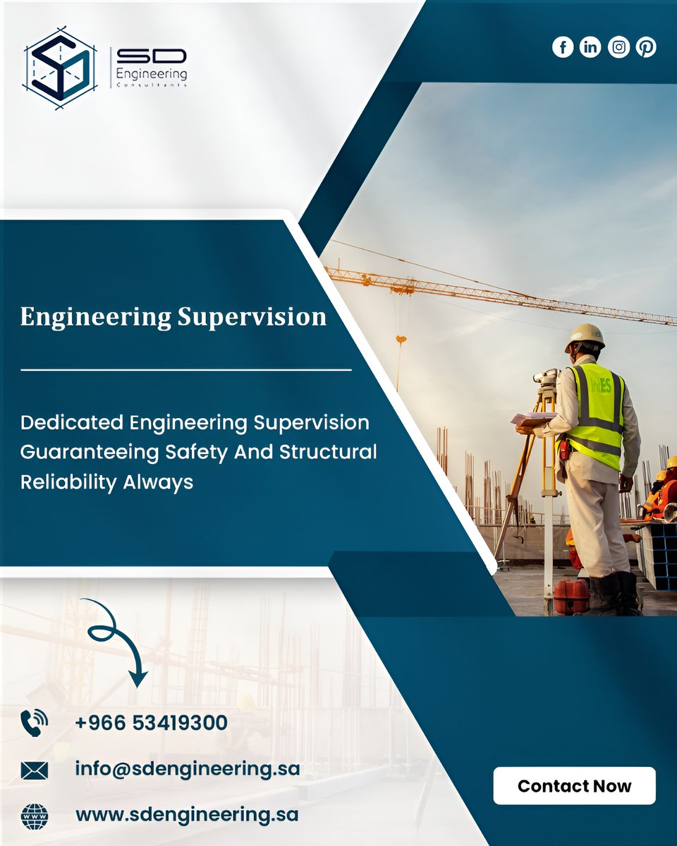 SD__Engineering's tweet image. Ensure smooth project execution with dedicated engineering supervision, guaranteeing safety, precision, and long-lasting structural reliability.
sdengineering.sa

#EngineeringServices #ProjectManagement #SiteSupervision #EngineeringSolutions #ConstructionSafety