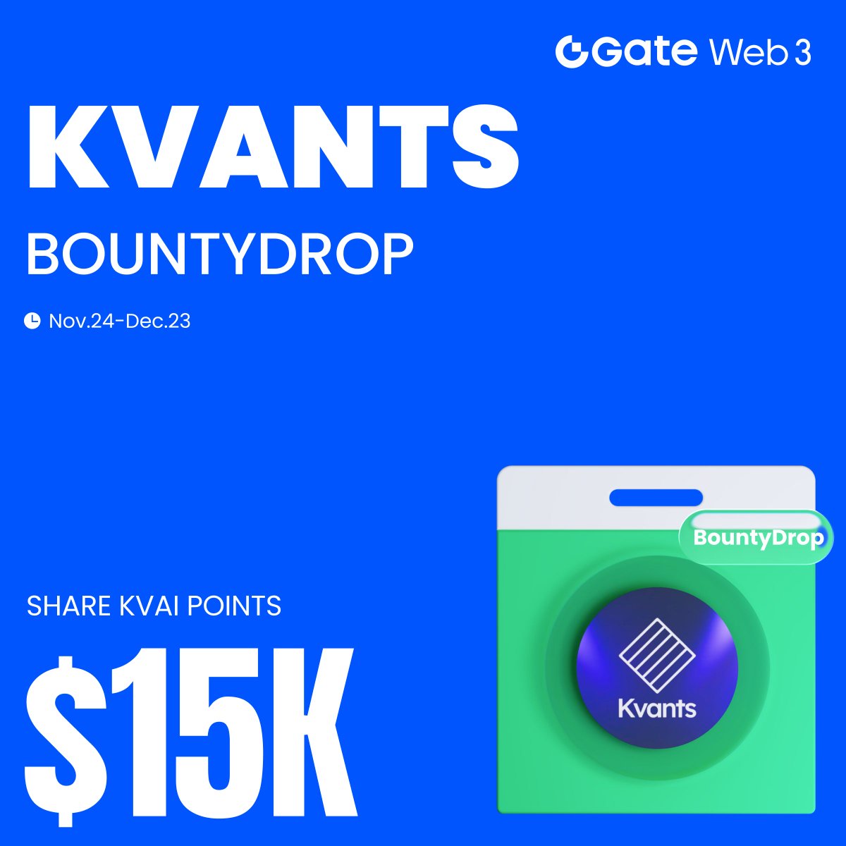 GateWeb3_HQ's tweet image. 🔥#GateWeb3 &amp;amp; @KvantsAI #BountyDrop is Live!

Complete the Tasks to Share $15,000 KVAI Points 
 ✅ Hold assets worth at least 10 USDT (or equivalent) in Gate Web3 across the SOL chain.
 ✅ Follow @GateWeb3_HQ &amp;amp; &amp;amp; @KvantsAI 
 ✅ Join the Kvants Telegram group
 ✅ Join the Kvants…