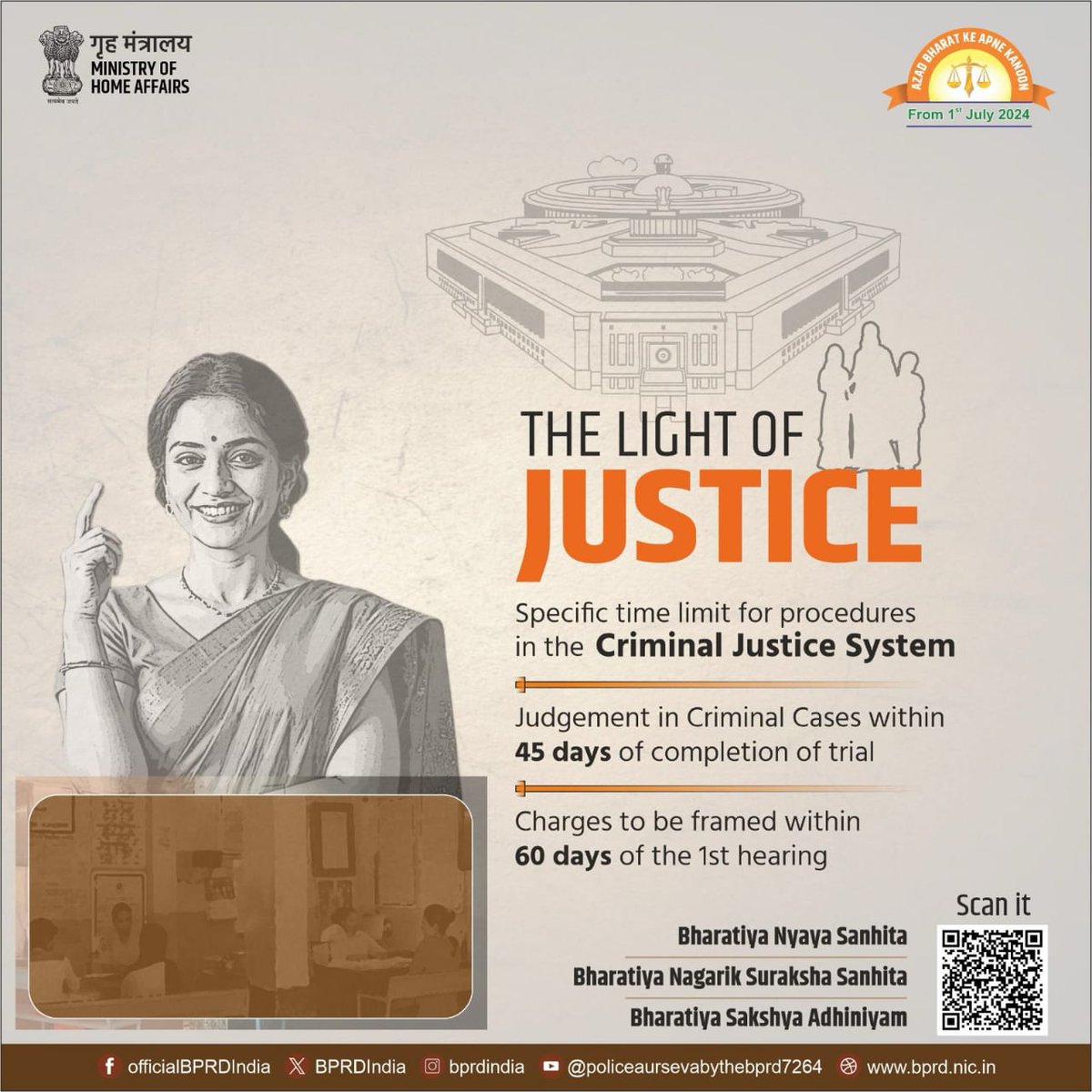 #NewCriminalLaws 

Bharatiya Nyaya Sanhita, Bharatiya Nagarik Suraksha Sanhita &amp; Bharatiya Sakshya Adhiniyam - set specific time limits for procedures in the Criminal Justice System.
<a href="/AdgpArmedJK/">J&K Armed Police</a> <a href="/SIAJKPolice/">SIA Jammu and Kashmir</a>
<a href="/Traffic_hqrs/">J&K Traffic Police</a> <a href="/RailwayPoliceJK/">RailwayPoliceHqrs</a>
<a href="/KashmirPolice/">Kashmir Zone Police</a> 
<a href="/ZPHQJammu/">Zonal Police Media Centre- Jammu Zone</a> <a href="/igp_jammu/">IGP Jammu</a>