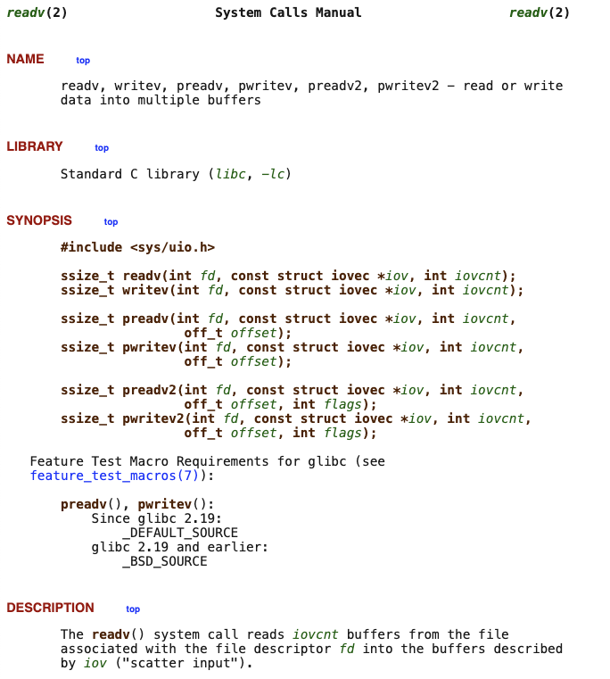 popovicu94's tweet image. How do you read a file in Linux into two separate places in memory with just ONE system call?

The elegant solution is the readv syscall (#19 on x86_64). It&apos;s the &quot;scatter&quot; in the high-performance &quot;scatter/gather&quot; I/O pattern.

It avoids two expensive trips to the kernel.

Let&apos;s…