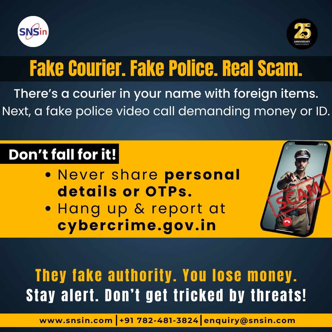 SolutionsSecure's tweet image. 🚨 New Cyber Scam Alert! Fake courier calls followed by video chats with “police/customs” demanding money or ID. 

It’s a trap—don’t fall for it. 

Stay alert &amp;amp; spread awareness. 

Not every police call is real. 

#CyberSecurity #OnlineSafety #CourierScam #FakePolice