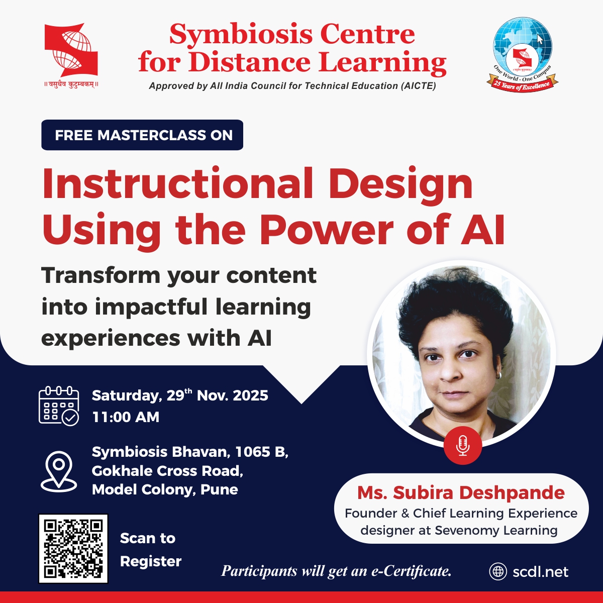 SCDLSymbiosis's tweet image. Join our Free Masterclass: Instructional Design Using the Power of AI

Register here: forms.cloud.microsoft/r/wSLJSxEhp0

Led by Ms. Subira Deshpande, Founder and Chief Learning Experience Designer at Sevenomy Learning, 

#InstructionalDesign #AIinEducation #LearningExperienceDesign