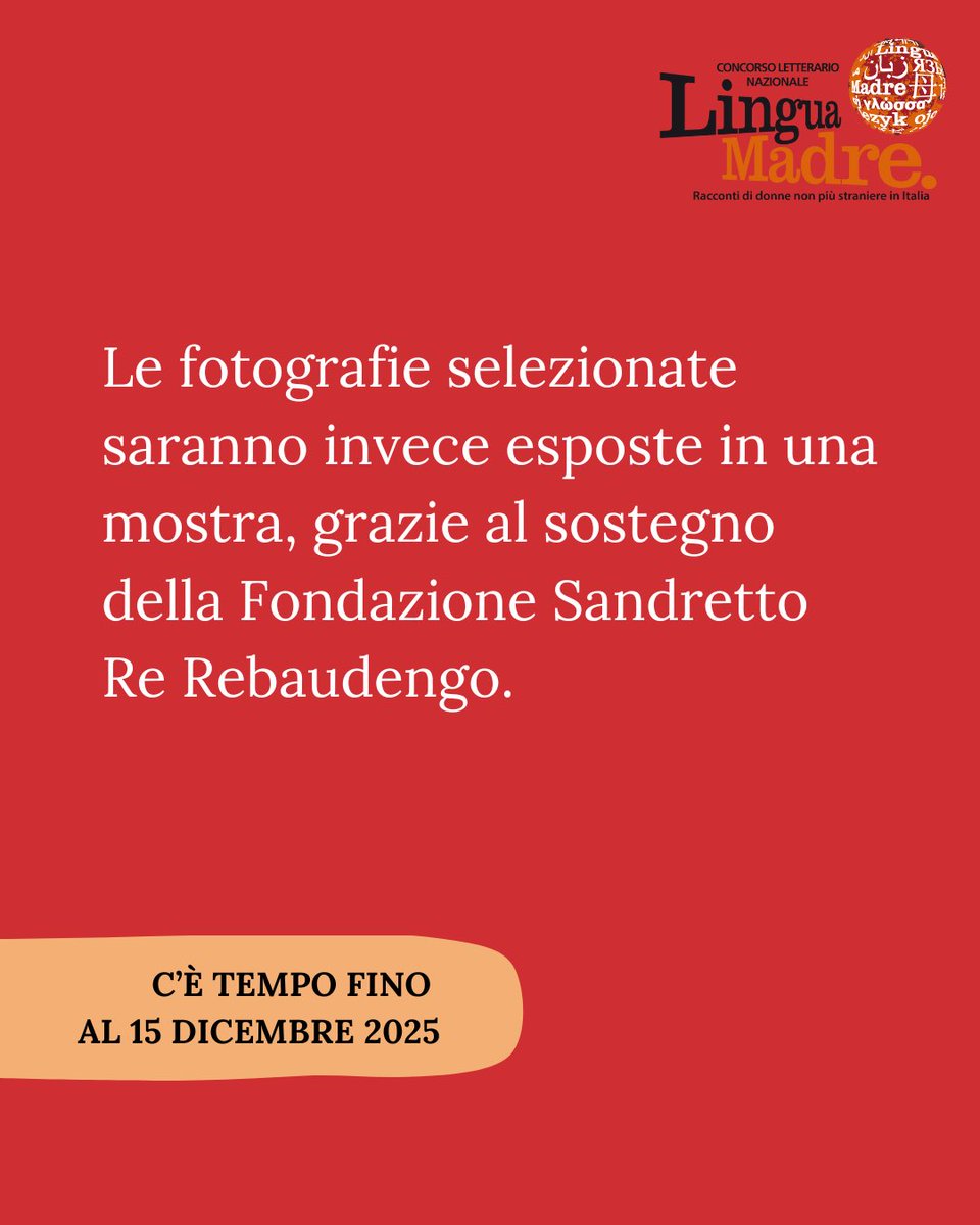 È in corso la XXI edizione del Concorso Lingua Madre!
Il bando completo è sul sito: concorsolinguamadre.it/bando/ 📌