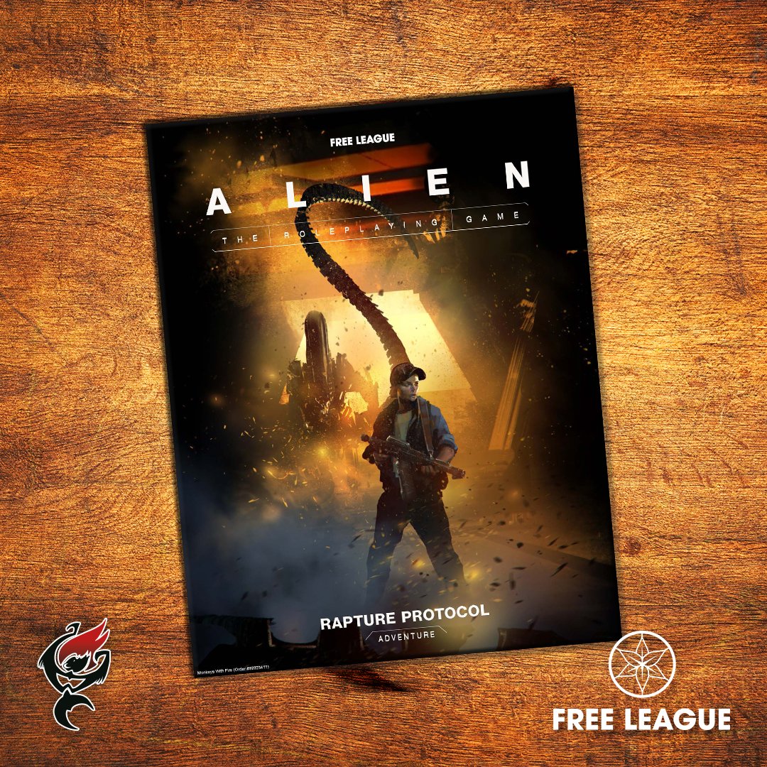 MonkeysWithFire's tweet photo. ALIEN RPG: RAPTURE PROTOCOL || FIRST LOOK 👁️
ALIEN RPG: Rapture Protocol from @FreeLeaguePub is a brand-new cinematic adventure for the Evolved Edition - plunging a small starfreighter crew into a deadly conflict on the remote colony of Jeremiah VI. #monkeyswithfire #alien #ttrpg https://t.co/P7dJDhDvk0