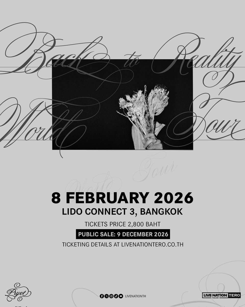 _twentyfournew_'s tweet photo. “PRYVT” ดูโอ้ขวัญใจคนรักเคอินดี้
ประกาศทัวร์คอนเสิร์ต “BACK TO REALITY WORLD TOUR” กรุงเทพฯ, 8 ก.พ. 69 ลิโด้ คอนเน็คท์ ฮอลล์ 3
#PRYVT #PRYVTINBKK #PRYVTBACKTOREALITYTOUR #BACKTOREALITYTOUR #BACKTOREALITYTOURBKK #LiveNationTero
https://t.co/rR0Mox2HTh https://t.co/znumUPqDUN