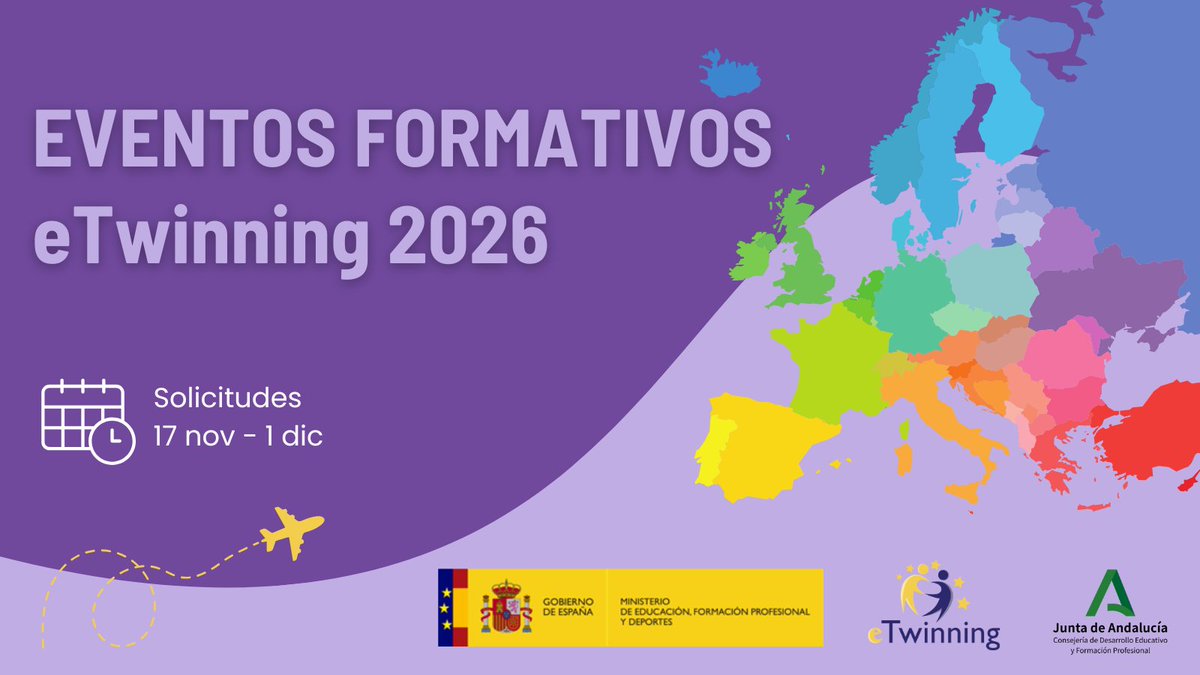 Eventos formativos eTwinning 2026. 🗓️Solicitudes hasta el 1 de diciembre➡️educacionfpydeportes.gob.es/servicios-al-c…
#PluriAnd
<a href="/eTwinning_es/">eTwinning España</a>