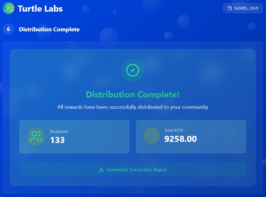 TurtleLabsV's tweet image. Pool-2-Earn Distribution Completed!

Tweet about Your Reward and make sure to tag @TurtleLabsV 

See ya&apos;ll next week, in round 74!

Thanks for keeping B3TR Liquid!