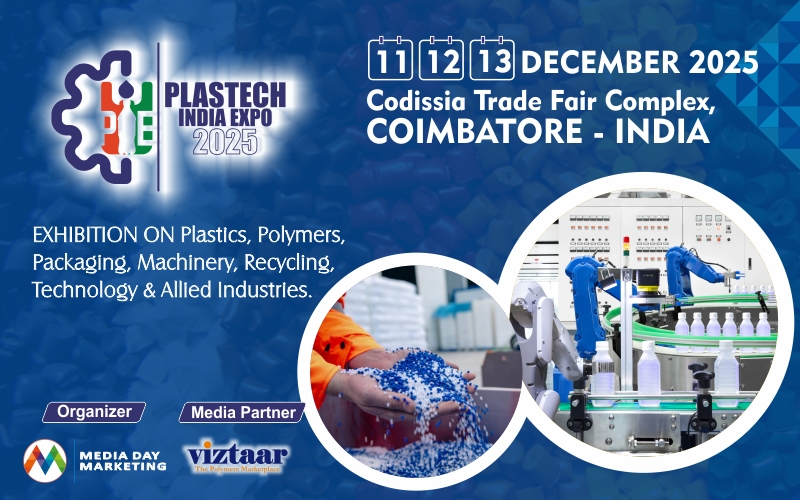 Viztaaronline's tweet image. ✨ Take your brand to the next level at Plastech India Expo 2025!
Display your plastics, packaging &amp;amp; recycling solutions to top decision-makers.
 📅 11–13 Dec, Coimbatore
 🔗 exporegistration.in/plastech-waste…
#B2BNetworking #PlastechIndiaExpo #Innovation #Polymers