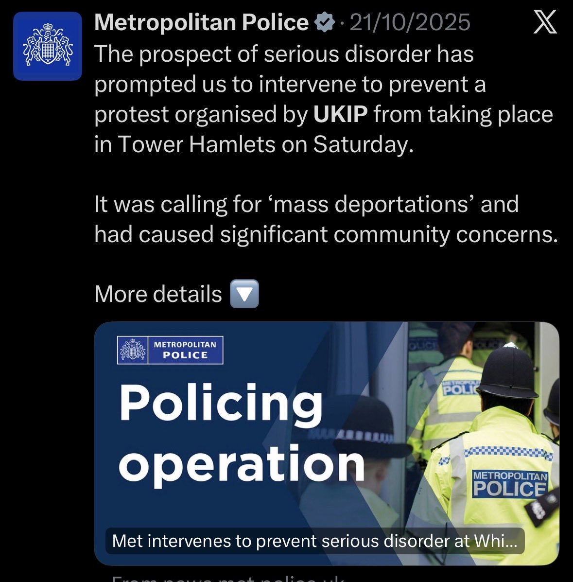 ThePosieParker's tweet image. Compare and contrast.

UKIP in Tower Hamlets - stopped
Jew haters outside a synagogue - no legal mechanism to ban the protest