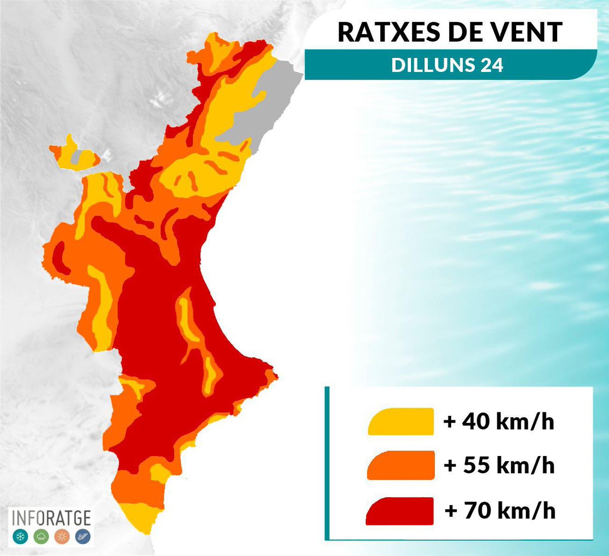 💨 Bon dia. Per a hui dilluns s'esperen ratxes fortes de vent.
🚫 Els parcs estaran precintats 
⚠️ Molta precaució

💨 Buenos días. Para hoy lunes se esperan rachas fuertes de viento.
🚫 Los parques estarán precintados 
⚠️ Mucha precaución