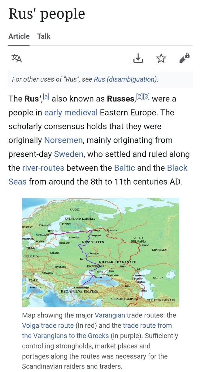 Faltmarskalken's tweet image. Are you stupid? Trying to change history?

Rus&apos; is from Swedish Vikings that colonized Russia. They were called Rus&apos; and gave their name to Russia. We colonized you!