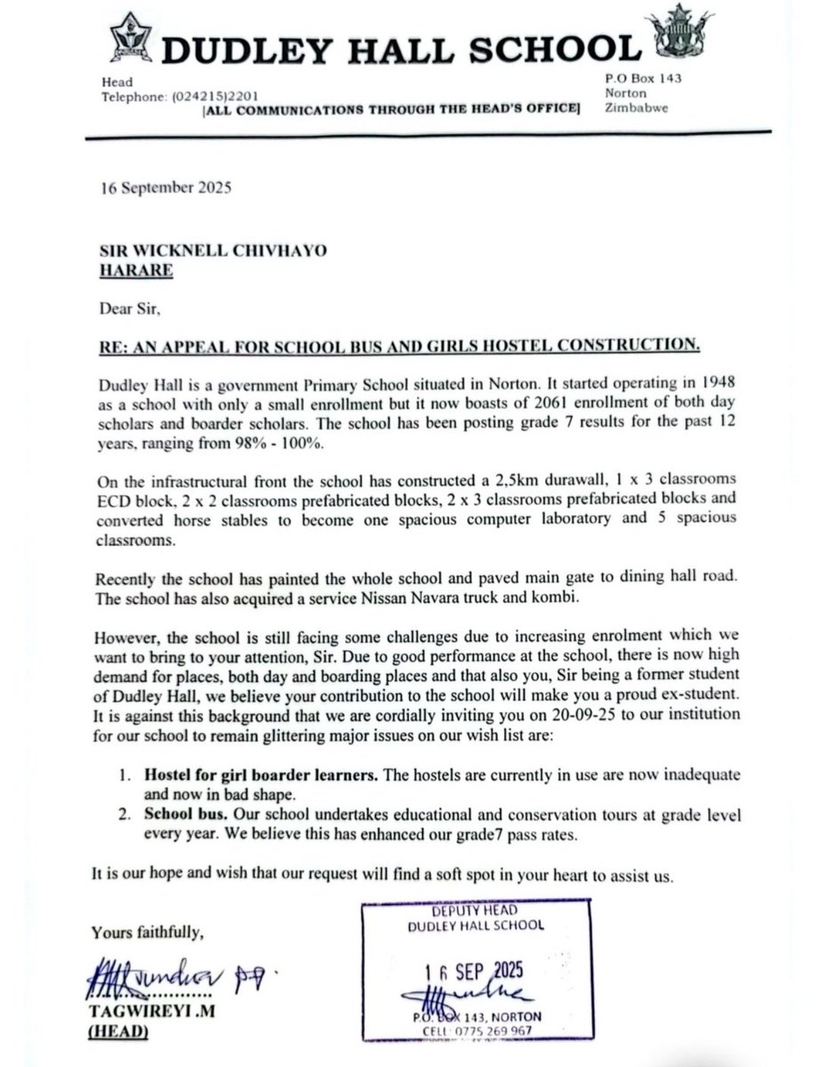 🔸Are Govt schools now taking their begging bowls to convicted criminals for matters as basic as boarding hostels and school buses? What could possibly go wrong?

We need new leaders.🇿🇼