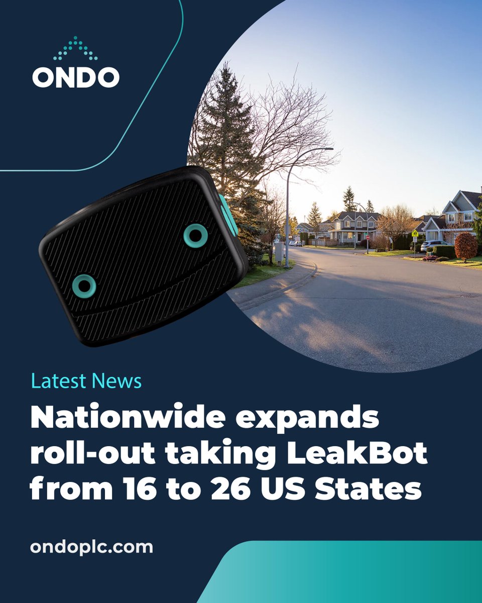 OndoPlc's tweet image. Latest News: Nationwide has placed a further order, taking LeakBot to 26 states — after fixing 1,100+ leaks, delivering an NPS of +87, and maintaining 4.9/5 CSAT.  

🔗 More in our RNS: londonstockexchange.com/news-article/O…

#InsurTech #PredictAndPrevent #LeakBot #InsuranceInnovation