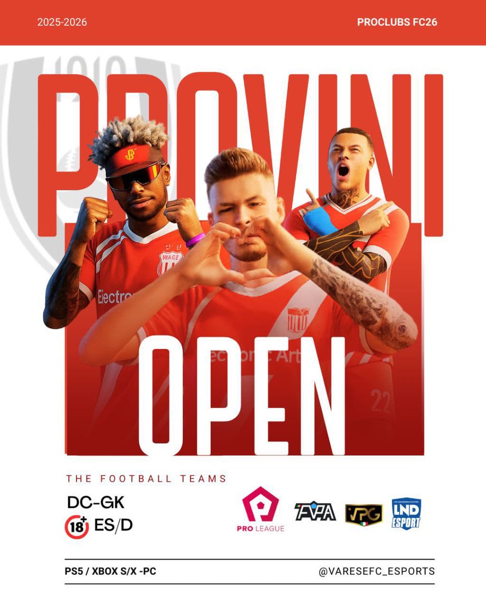 🚨 Valutiamo🚨 

🎮 Cross Player
🎧 OBBLIGO DISCORD
🏆 <a href="/VPGItaly/">Virtual Pro Gaming Italy 🇮🇹</a> <a href="/LNDEsport1/">LND Esport</a> <a href="/LNDEsport1/">LND Esport</a> <a href="/proleagueit/">ProLeague Italia</a> 
🔴Età:18 +
📲Giorni: Lun - Giov 21:30 Start

RT Gradito

<a href="/pctransfermarkt/">🇮🇹 PRO CLUBS TRANSFERMARKT🔍</a> <a href="/RTproclub/">𝚁𝚃𝚙𝚛𝚘𝚌𝚕𝚞𝚋</a> <a href="/RTAllProClub/">RETWEET ALL PROCLUB</a> <a href="/RT_ProClubs/">RT CLUBS</a> <a href="/Mercato_FVPA/">Calciomercato Fvpa</a> <a href="/NewsProclub/">News Proclub</a> <a href="/ProClubsRTweets/">ProClubsRTweets</a> <a href="/mondoproclub/">Mondoproclub</a>