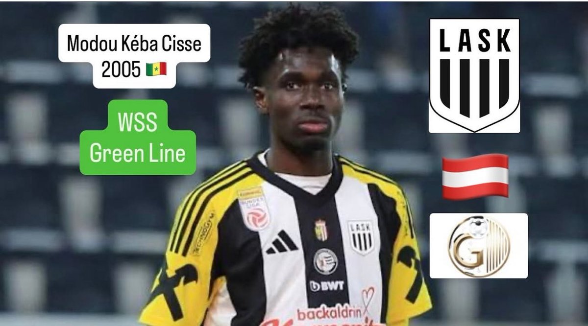 WSScouting's tweet image. WSS Green Line 🟢
Modou Kéba Cisse 2005 🇸🇳 - LASK 🇦🇹 #papacisse #senegal #lask #österreich #bundesliga #modoukebacissé #lasklinz #linz #raiffeisen #raiffeisenarena #gtalent