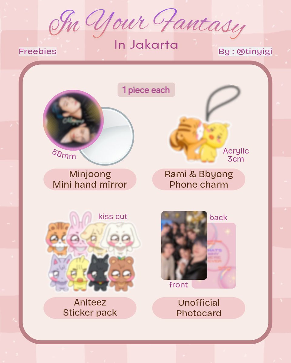 tinyigi's tweet image. 🎀ATEEZ 2026 World Tour [In Your Fantasy] in Jakarta Freebies by @tinyigi🎀

🗓️ Sat, 31 January 2026
⏰️ around 11.00-14.00 WIB
📍ICE BSD City Hall 5-6

DM if you want to trade🤗
Sangat limited ya guys, tolong jgn buang/jual kalo dapet krn aku bikinnya dgn sepenuh hati😞💖