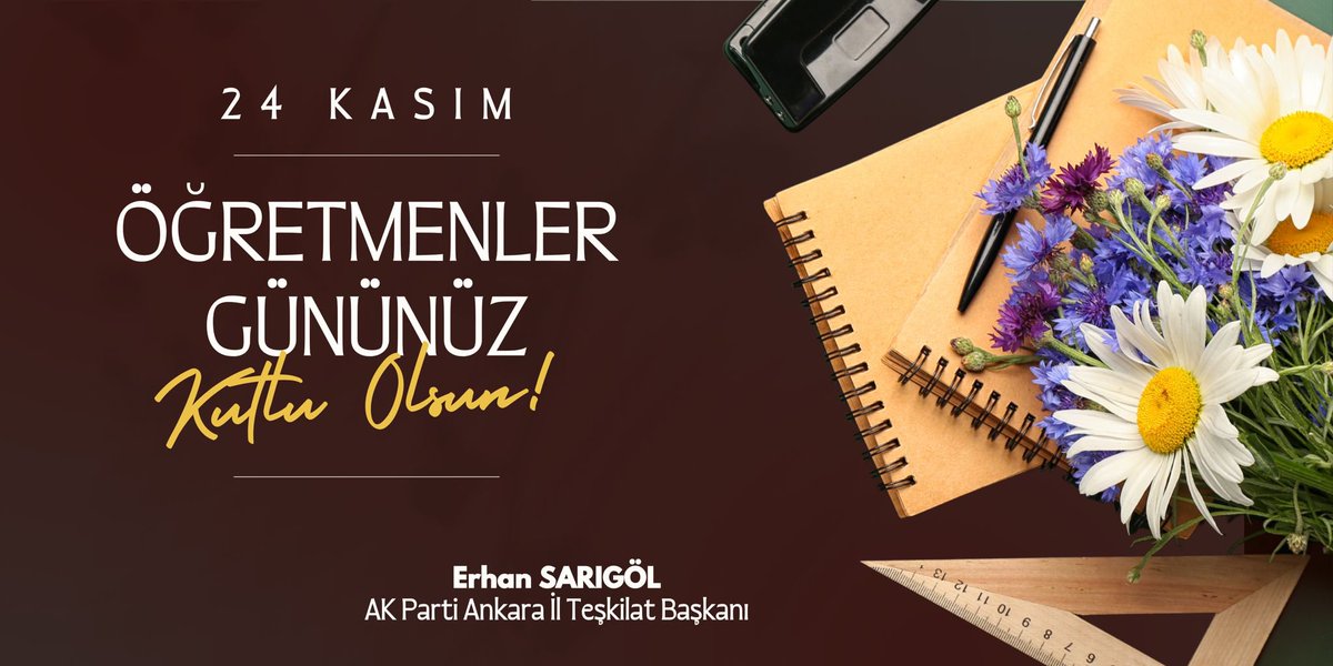 Bizleri,evlatlarımızı; ilim,irfan ve ahlak ışığında yetiştiren, ülkemizin daima ilerlemesini sağlayan nesillerin en büyük fedakarları öğretmenlerimizin 24 Kasım Öğretmenler Günü’nü kutluyorum.