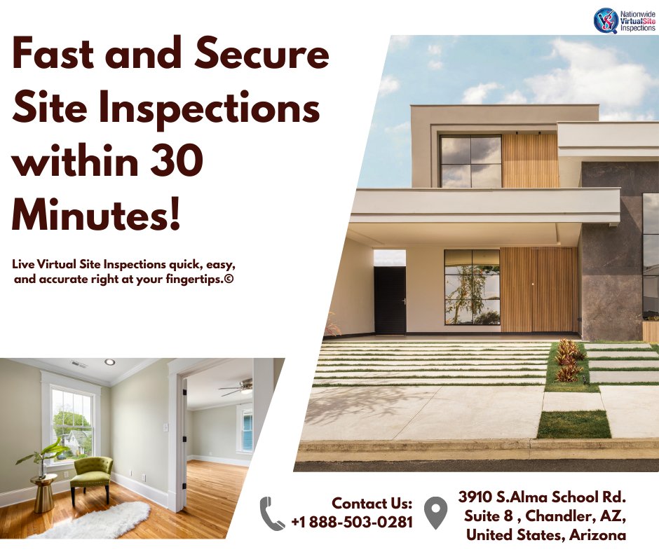VSiteInspection's tweet image. &quot;Fast and Secure Site Inspections — Complete Nationwide Virtual Inspections in Just 30 Minutes! 🚀🔒 #SiteInspections #VirtualInspection #FastAndSecure&quot; #nationwidevirtualsiteinspections