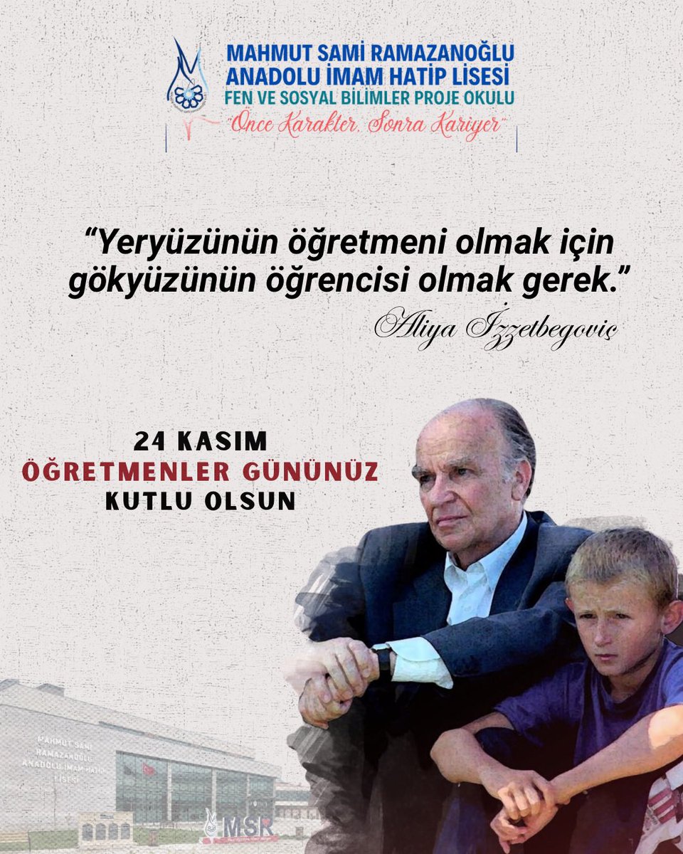 -TÜM ÖĞRETMENLERİMİZE MİNNETLE-
Hayatımıza yön veren tüm kıymetli öğretmenlerimizle birlikte okulumuzda hizmet vermiş ve vermekte olan tüm öğretmenlerimizi minnetle; vefat eden öğretmenlerimizi de rahmetle yad ediyoruz.