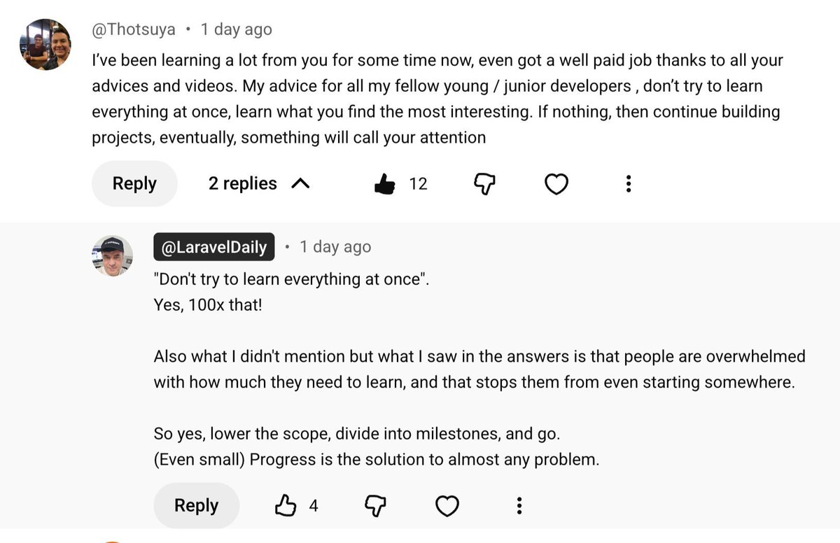 YouTube에서 예상치 못한 "증언"을 받고, 이를 바탕으로 학습 방법에 대한 조언을 얻었습니다.

 그래서 여기에 다시 게시합니다. YouTube를 사용하지 않는 사람들에게도 유용할 수 있을 것 같아요 :)