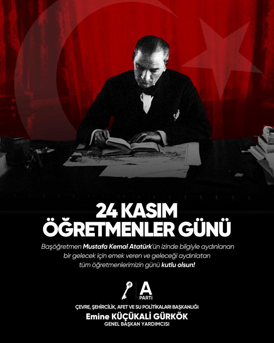 Başöğretmen Mustafa Kemal Atatürk'ün izinde bilgiyle aydınlanan bir gececek için emek veren tüm öğretmenlerimizin #ÖğretmenlerGünü kutlu olsun! 💐

#AnahtarParti #MustafaKemalAtatürk