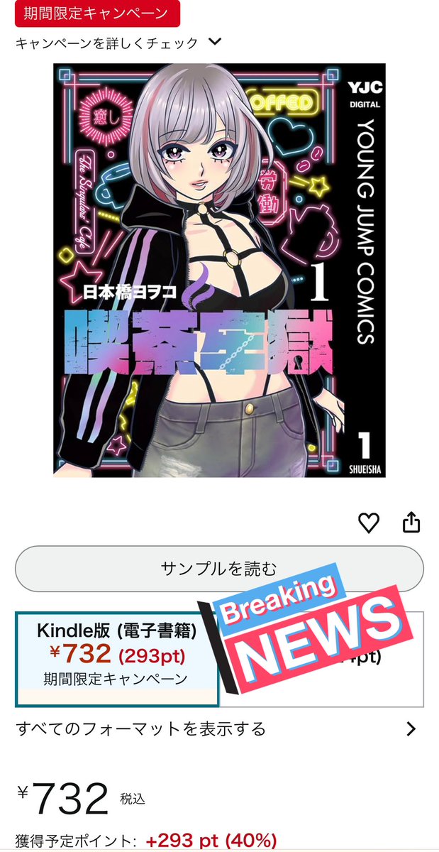 『喫茶牢獄』がKindleで期間限定40%還元セール! これはもうほぼ半額に近い⁉️😳
紙の本は最高ですが、電子は電子で、カラーページがそのまま雑誌掲載時を再現してるメリットもあります! 紙派の方も、併せてぜひご検討を🌈
https://t.co/7v2Ur3pdV1