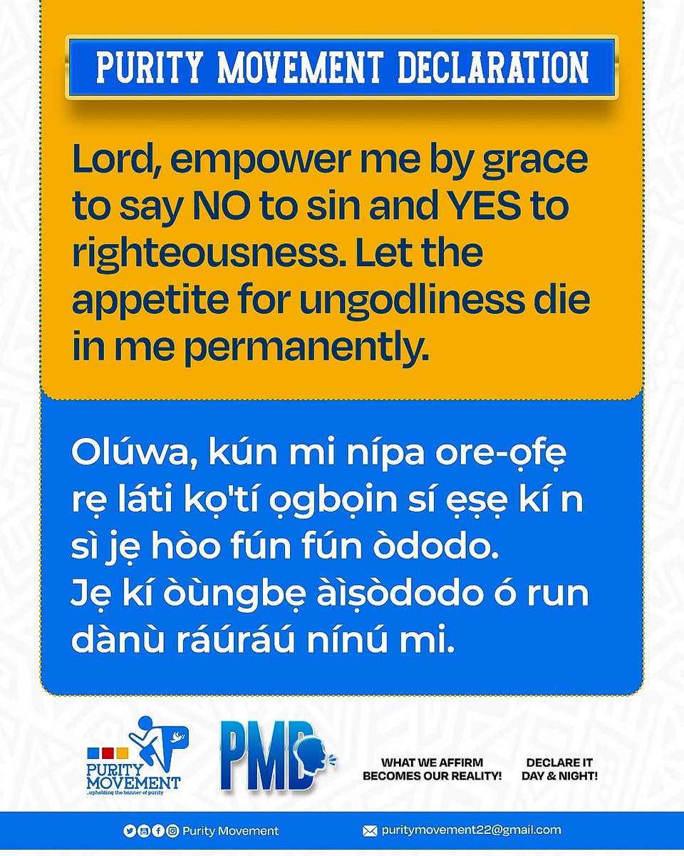 puritymovementt's tweet image. Purity Movement Declaration (PMD)🗣️🗣️🗣️ | November 24, 2025.

#declaration
#affirmation
#PurityMovement
#Jesusbeglorified
#Lightbebroughttoallmen
#Thetreesofrighteousnessbeplanted
#spamedia