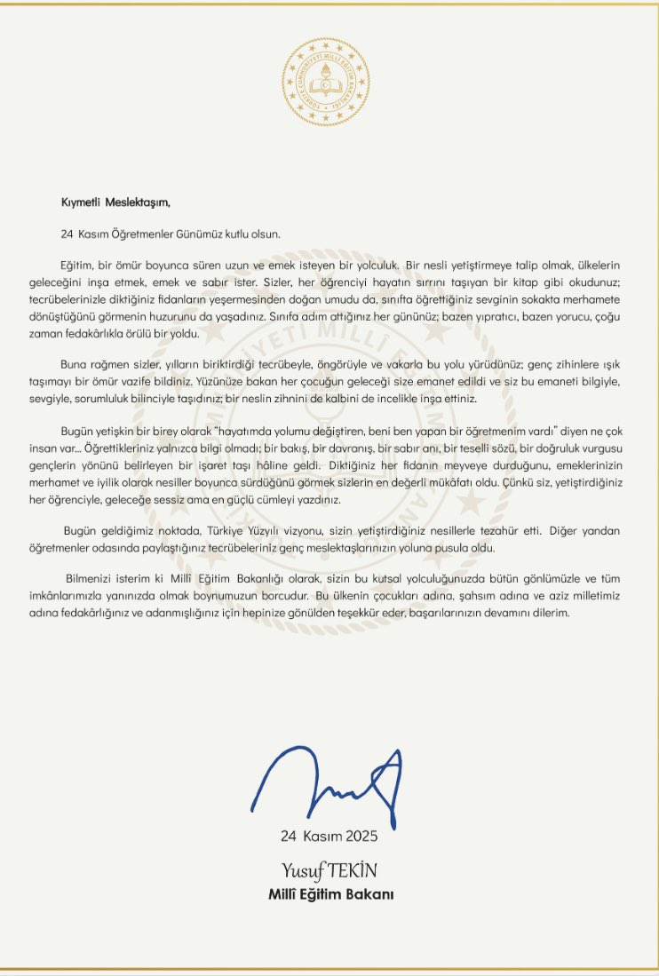 ❗️Özel öğretim kurumlarında çalışan öğretmenleri “yetersiz” gördüğünü her fırsatta dile getiren siz değilmişsiniz gibi <a href="/Yusuf__Tekin/">Yusuf Tekin</a>, bizlere yolladığınız mektupla vicdanınızı mı rahatlatıyorsunuz? 

Çalışma koşullarımızın geldiği noktadan, sömürülen emeğimizden, hakkımızı yiyen