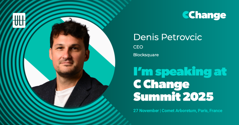 blocksquare_io's tweet image. Following yesterday’s announcement of Blocksquare joining the first @ULIEurope Accelerator cohort, we’re glad to share that CEO @dp_blocksquare will be speaking at C Change Summit 2025 on 27 November in Paris.

C Change will be the cohort’s first public appearance and a key…