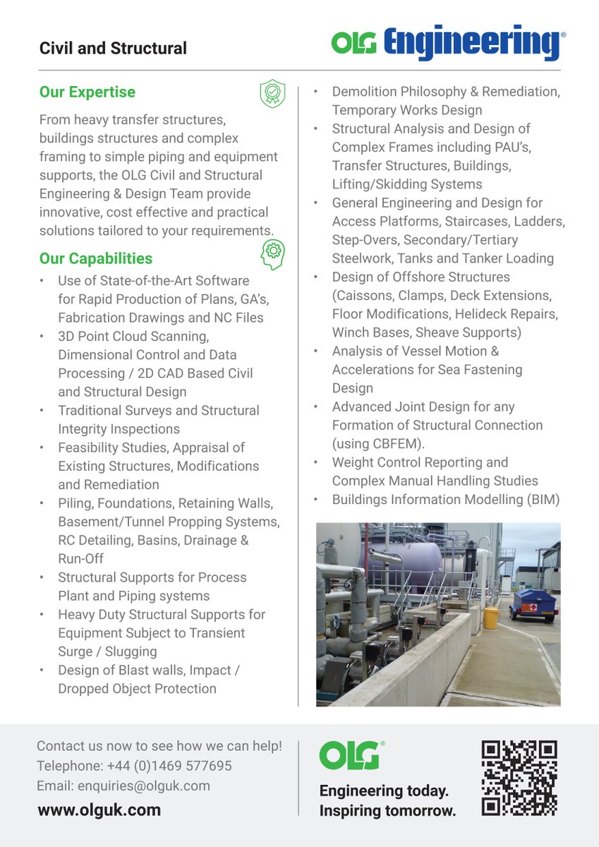 On_Line_Group's tweet image. Building the future on solid foundations.

At OLG our Civil and Structural team provides innovative, practical, and cost-effective design solutions for projects of all scales, from heavy transfer structures and foundations to access platforms and pipe supports.

With experience…