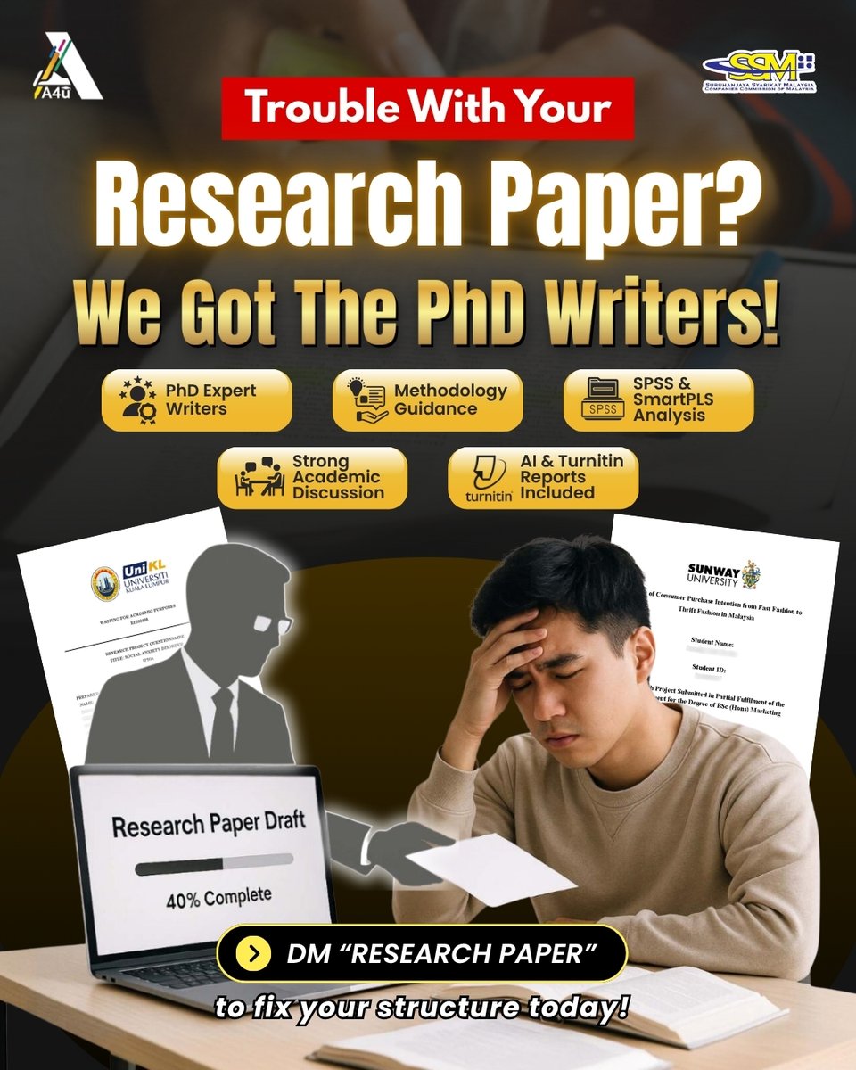 assignment4u_'s tweet image. 🧠 Why your research paper feels “stuck”?
Because a research paper ≠ normal assignment.

📌 No clear research gap = no direction
“Studying social media” is NOT enough.
What hasn’t been studied? What’s your angle?

📌 Methodology must match objectives
Want to measure impact but…