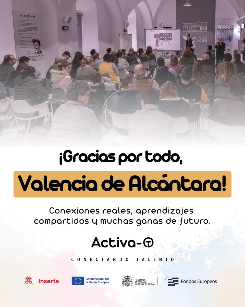 portalento_'s tweet image. La semana pasada cerramos el penúltimo evento #ActivaTE del año en Valencia de Alcántara enfocado a la mejora de la empleabilidad de personas con #discapacidad del ámbito rural de #Extremadura. 

Queremos agradecer el gran trato recibido en todas las instancias de la localidad y