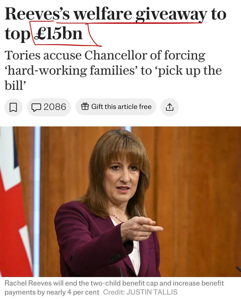 KemiBadenoch's tweet image. Rachel Reeves is hiking taxes on hard-working people to fund a vast welfare giveaway.

Britain isn’t working… because Labour thinks living within your means is optional.

Only the @Conservatives have the plan and the backbone to put that right.