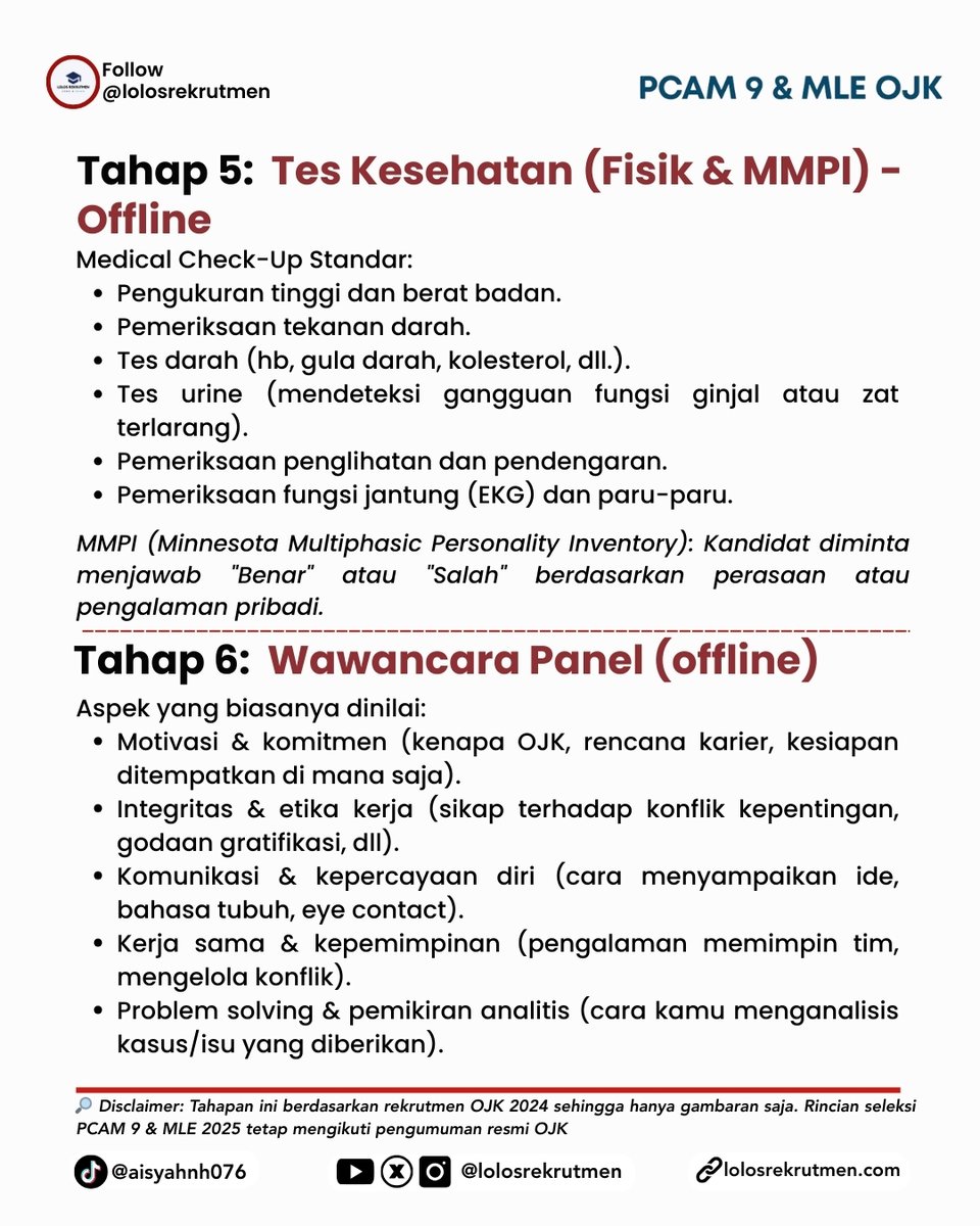 lolosrekrutmen's tweet photo. Tahap 3: Tes Kemampuan Umum
Tahap 4: Tes Kepribadian &amp; Wawancara Psikolog
Tahap 5: Tes Kesehatan
Tahap 6: Wawancara Panel https://t.co/MHYNzCUDsE