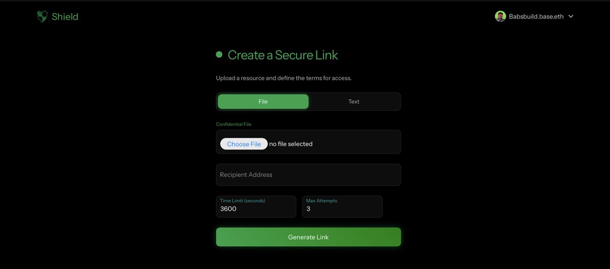 babsbuild's tweet image. Hi 
I‘m building Shield, a decentralized system for sharing files and messages securely without privacy worries on @base.