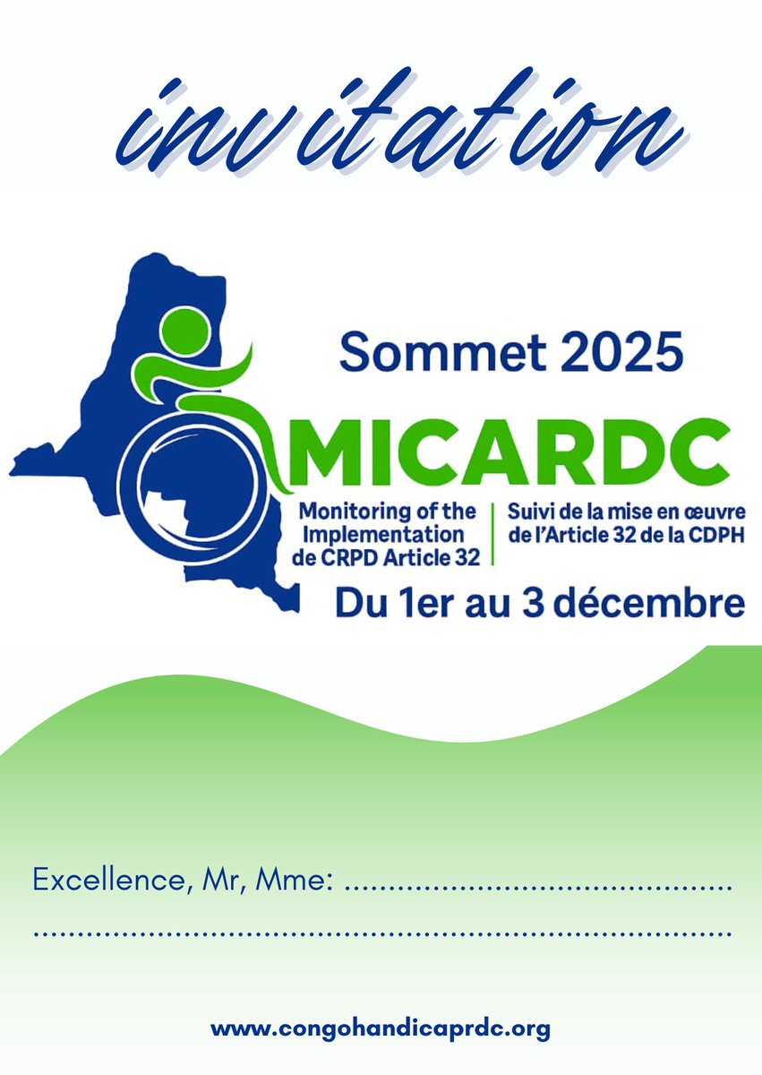 MorkitMonga's tweet photo. Dans moins de 7 jours, tous les yeux du monde seront tournés vers la RDC, où se tiendra le Sommet MICARDC 2025, un rendez-vous international majeur dédié aux droits et à l’inclusion des personnes handicapées
@Minpvh_apvRDC
@Presidence_RDC
@CongoHandicap @UNOCHA_DRC @UN_GDF @WHO https://t.co/uEyJXNI4LC