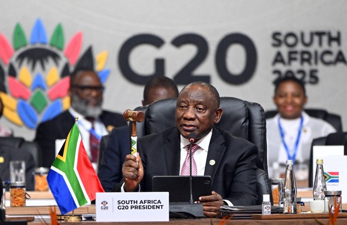 President Cyril Ramaphosa's astute Leadership at the G20 Summit in South Africa showed the World that life goes on without the United States of America!!! 

As Africans, we say: Siyabonga <a href="/CyrilRamaphosa/">Cyril Ramaphosa 🇿🇦</a> 🙏