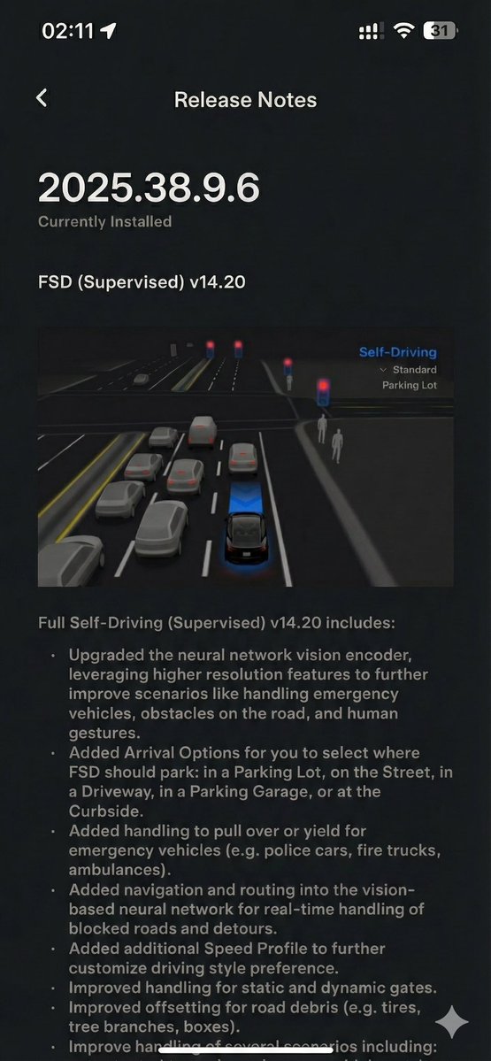 WholeMarsBlog's tweet image. Tesla is now rolling out FSD 14.20! 

No changes have been made in this version, except for adding a 0 to the software version number