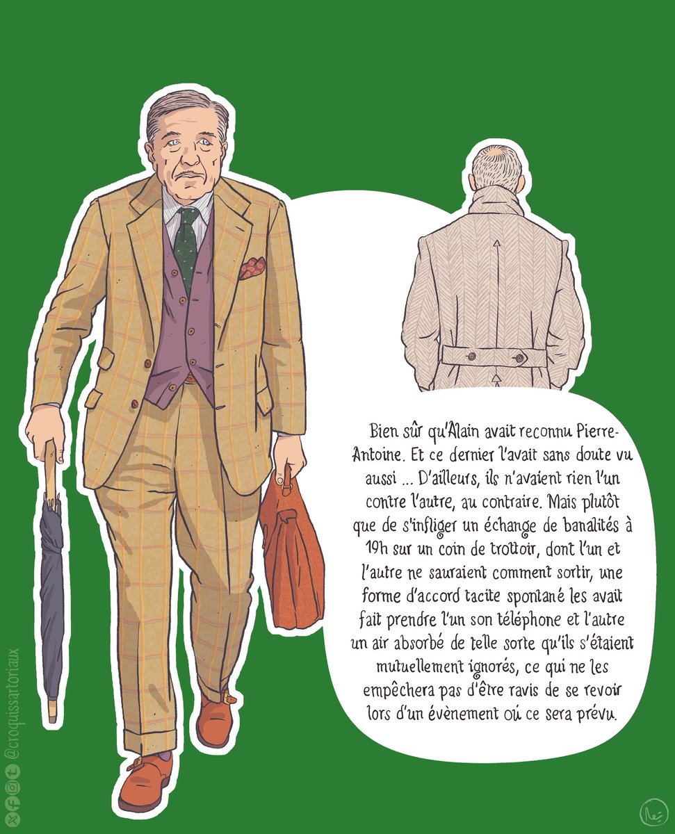 #croquissartoriaux #tweed #rencontre #inopinee #pasprevu #imprevu #cartable #dapper #elegant #funny #menswear #friends #frequentation #accointance #funny #hypocrite #menstyle