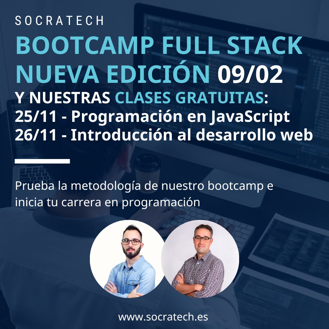socratech_'s tweet image. ¿Llevas tiempo pensando en aprender a programar, pero no sabes si es para ti? Este es tu momento para descubrirlo

Nuestras clases gratuitas están diseñadas para que experimentes cómo es iniciarte en el #desarrollodesoftware y entender cómo dar el salto al sector tecnológico