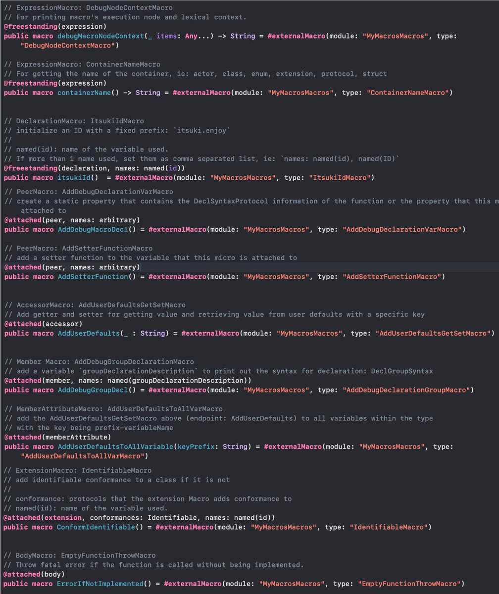 itsuki68391179's tweet image. I just published Swift Macros From 0 to Hero*0.01! 
- Dive into the syntax. Write Our Own Macros From Scratch for each and all kinds! Bonus: Macros to Observe Macro Syntax!
#Swift #macro #iosdev #swift6
medium.com/p/swift-macros…
